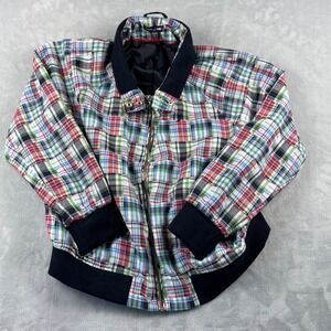 Nautica Jeans Womens Patchwork Plaid-Print Cotton Jacket Full Zip Lightweight XL